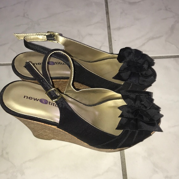 *FREE WITH PURCHASE New Attitude Peep Toe Cork Heels - Picture 1 of 4